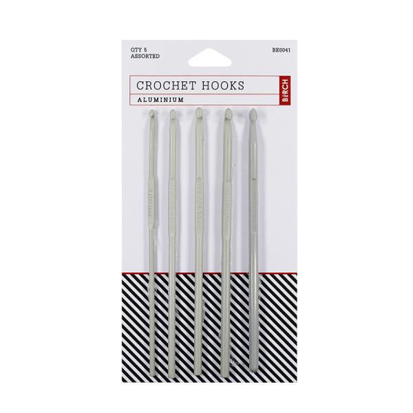 Birch Grey Aluminium Crochet Hooks - Set of 5 (3.00mm - 5.50mm)