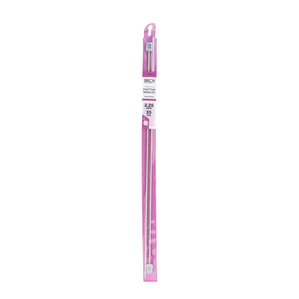 Birch Premium Aluminium 35cm Single Point Knitting Needles - Choose Your Size