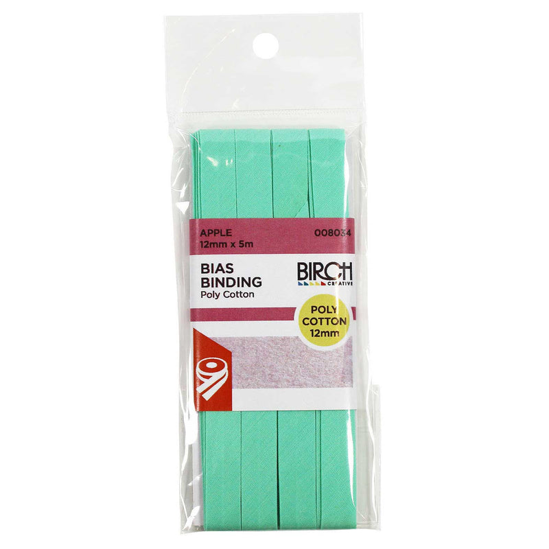 Birch Poly Cotton Bias Binding - 12mm x 5m - Choose Your Colour