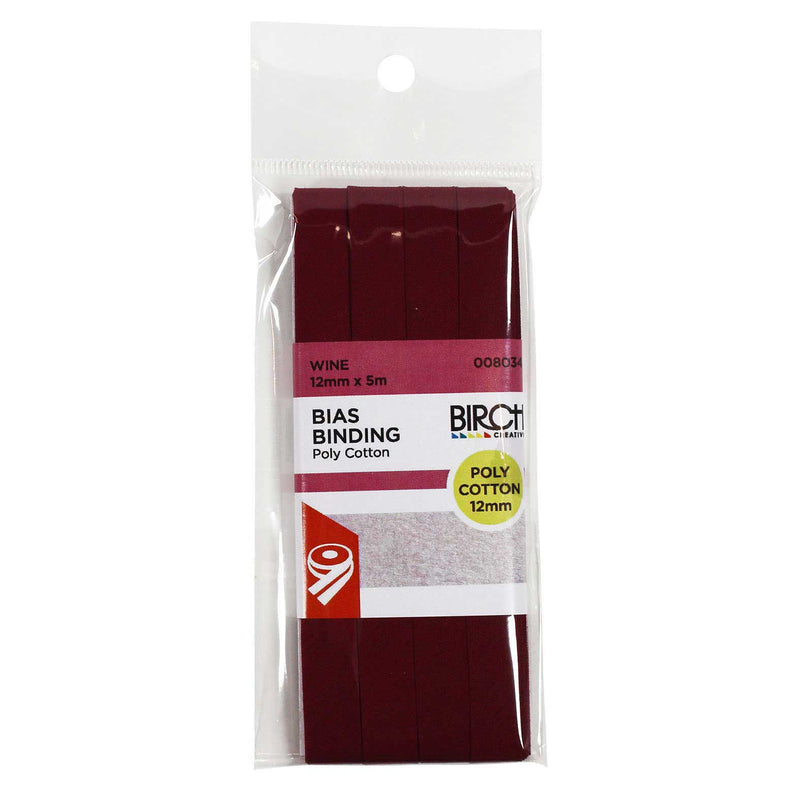 Birch Poly Cotton Bias Binding - 12mm x 5m - Choose Your Colour
