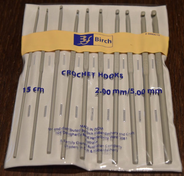 Birch Grey Aluminium Crochet Hooks - Set of 10 (2.00mm - 5.00mm)  | KNITTING CO. - 1