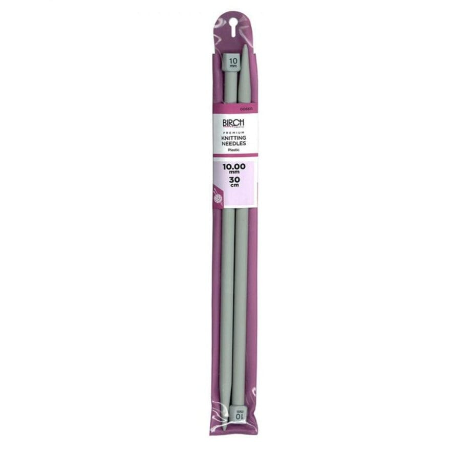 Birch Jumbo Plastic Single Point Knitting Needles - 30cm (7mm - 25mm)
