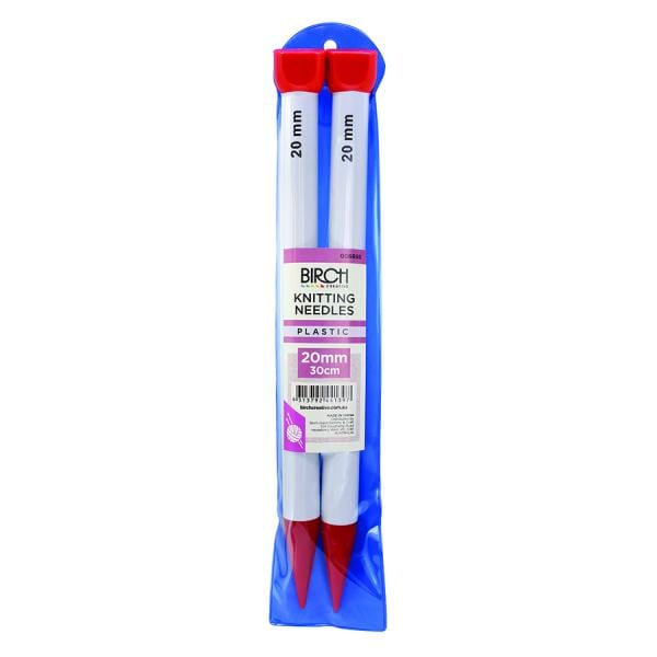 Birch Jumbo Plastic Single Point Knitting Needles - 30cm (7mm - 25mm)