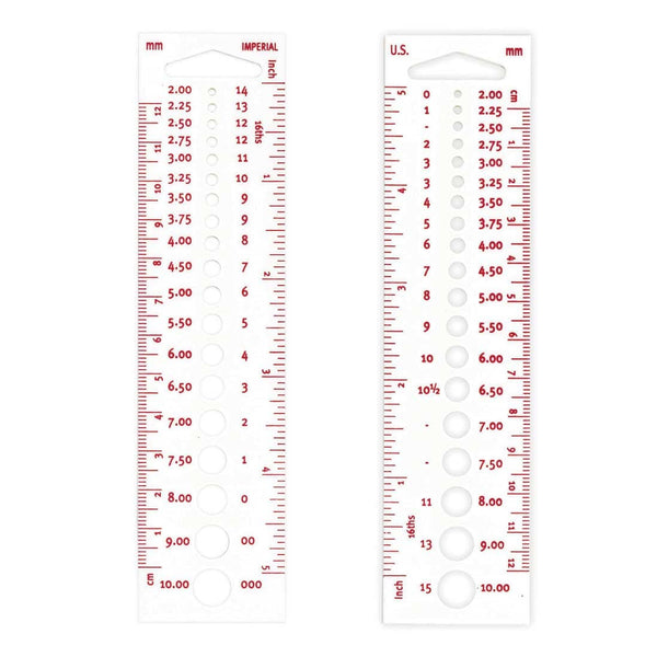 Birch Knitting Needle Gauge w Metric, Imperial & US Sizes