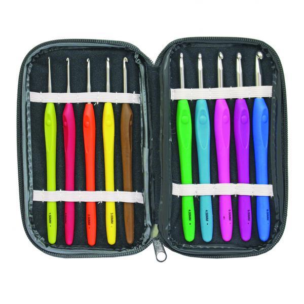 Birch Soft Grip Aluminium Crochet Hooks w Case - Set of 10 (1.50mm - 6.00mm)