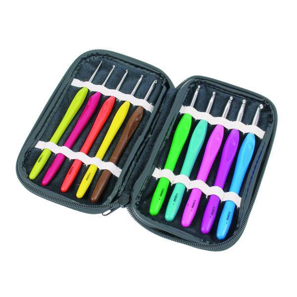 Birch Soft Grip Aluminium Crochet Hooks w Case - Set of 10 (1.50mm - 6.00mm)