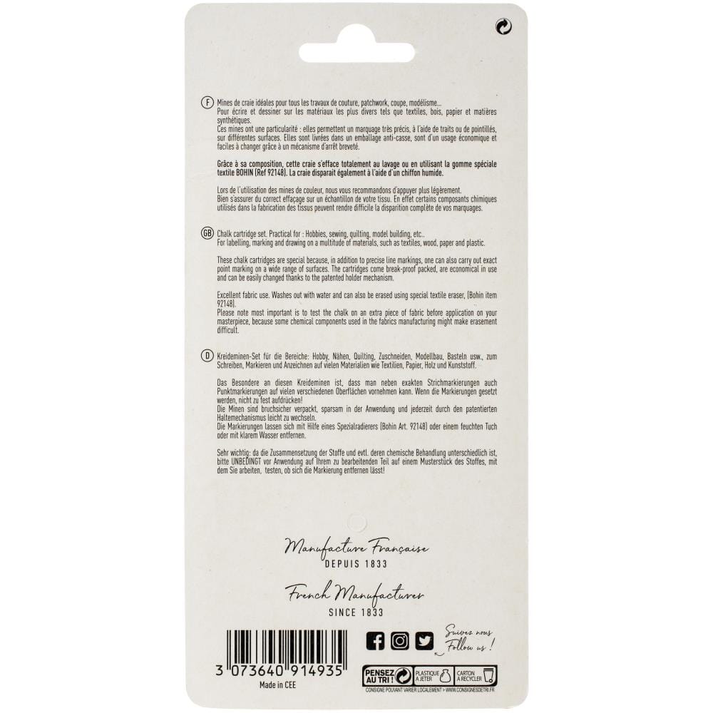 Bohin Mechanical Chalk Cartridge Pencil Set