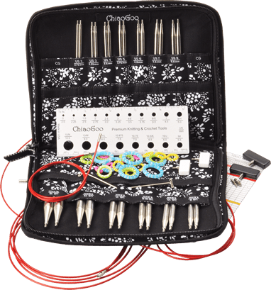 ChiaoGoo TWIST Stainless Steel 4" (10cm) Interchangeable Circular Knitting Needles - Full Set