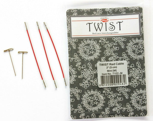 ChiaoGoo Twist Red 5cm (2") Interchangeable Cables - Pack of 3