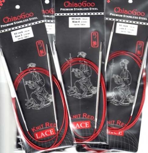 ChiaoGoo Red Lace Stainless Steel Circular Knitting Needles - 150cm (60")