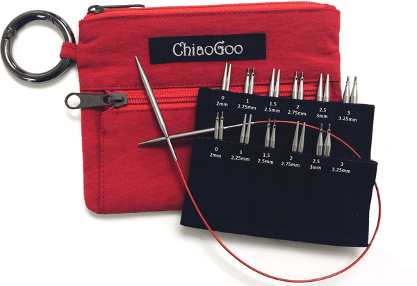 ChiaoGoo Twist Shorties 2" & 3" Interchangeable Circular Knitting Needles - Mini Red Set