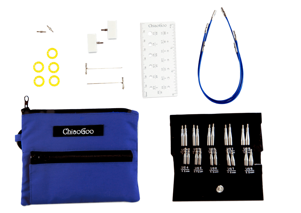 ChiaoGoo Twist Shorties 2" & 3" Interchangeable Circular Knitting Needles - Small Blue Set