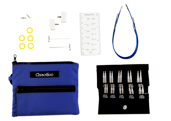 ChiaoGoo Twist Shorties 2" & 3" Interchangeable Circular Knitting Needles - Small Blue Set