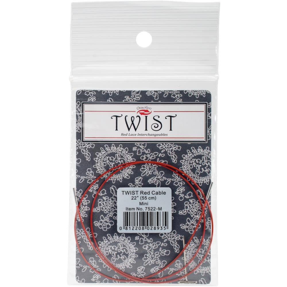 ChiaoGoo Twist Interchangeable Circular Knitting Needle Red Cable (Dif. Sizes) 55cm / 22" (Mini) | KNITTING CO. - 16
