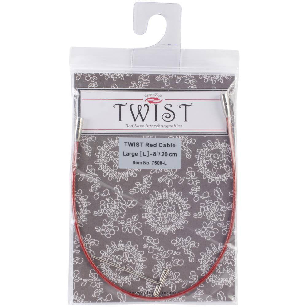 ChiaoGoo Twist Interchangeable Circular Knitting Needle Red Cable (Dif. Sizes) 20cm / 8" (Large) | KNITTING CO. - 2