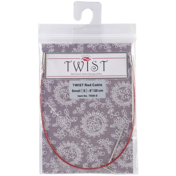 ChiaoGoo Twist Interchangeable Circular Knitting Needle Red Cable (Dif. Sizes) 20cm / 8" (Small) | KNITTING CO. - 1