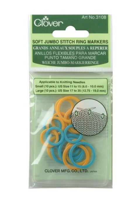 Clover Soft Jumbo Ring Stitch Markers - 20 Pack