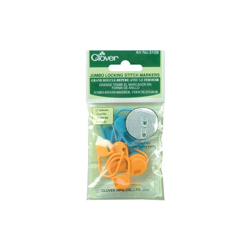 Clover Jumbo Locking Stitch Markers - 12 Pack