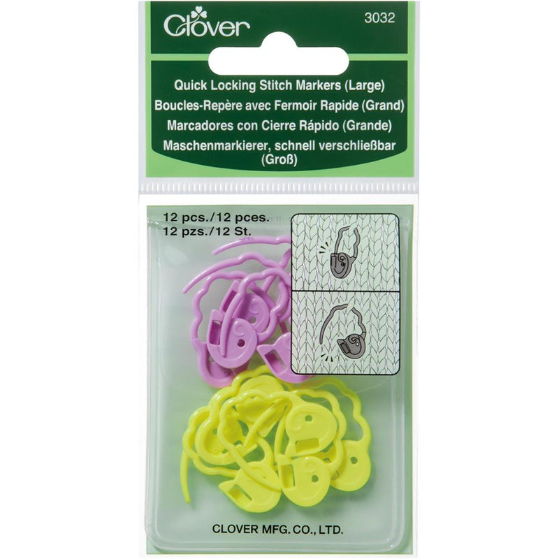 Clover Quick Locking Stitch Markers - 12 x Large