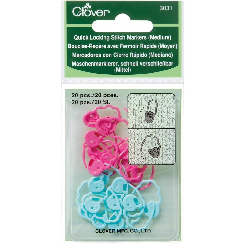 Clover Quick Locking Stitch Markers - 20 x Medium