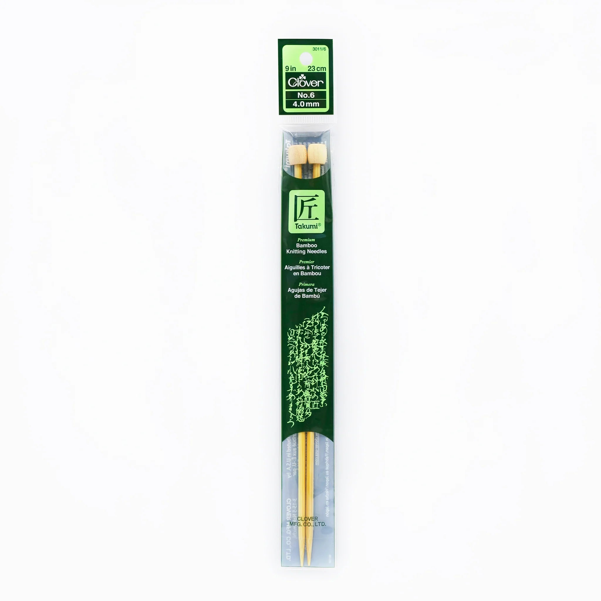 Clover "Takumi" Bamboo Single Point Knitting Needles - 23cm