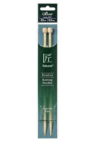 Clover "Takumi" Bamboo Single Point Knitting Needles - 23cm