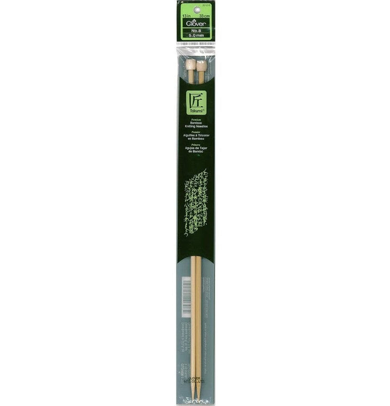 Clover "Takumi" Bamboo Single Point Knitting Needles - 33-35cm