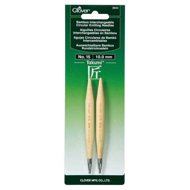 Clover Takumi 5" Interchangeable Bamboo Circular Knitting Needle Tips (Choose your Size)