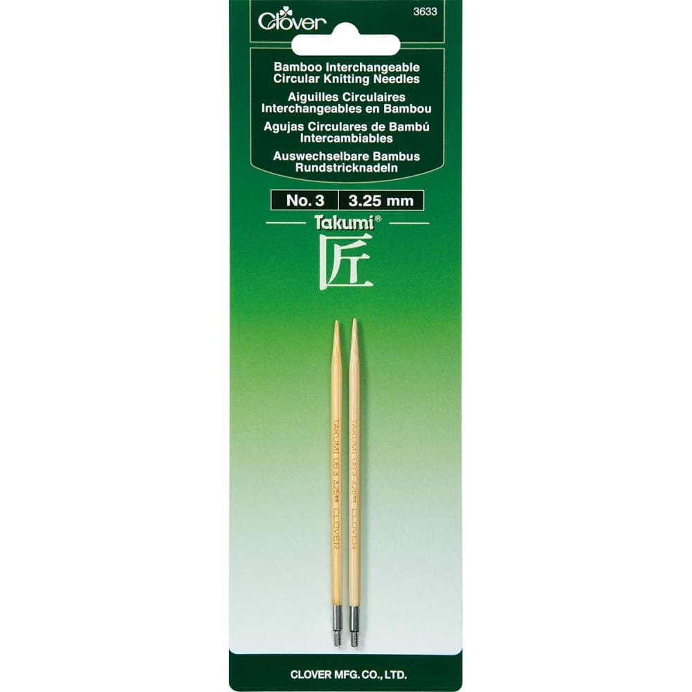 Clover Takumi 5" Interchangeable Bamboo Circular Knitting Needle Tips (Choose your Size)