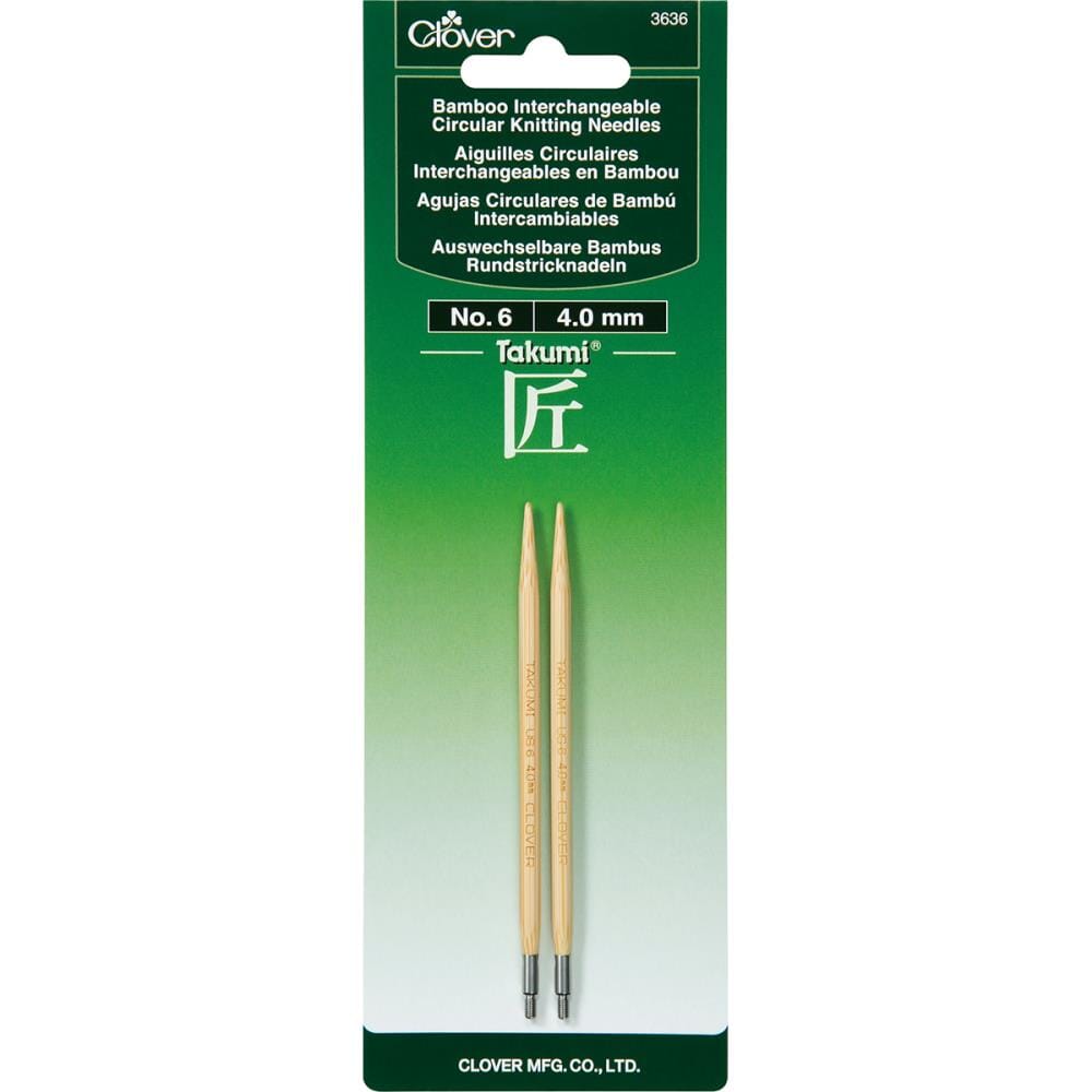 Clover Takumi 5" Interchangeable Bamboo Circular Knitting Needle Tips (Choose your Size)