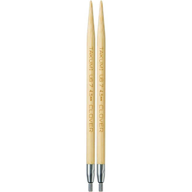 Clover Takumi 5" Interchangeable Bamboo Circular Knitting Needle Tips (Choose your Size)