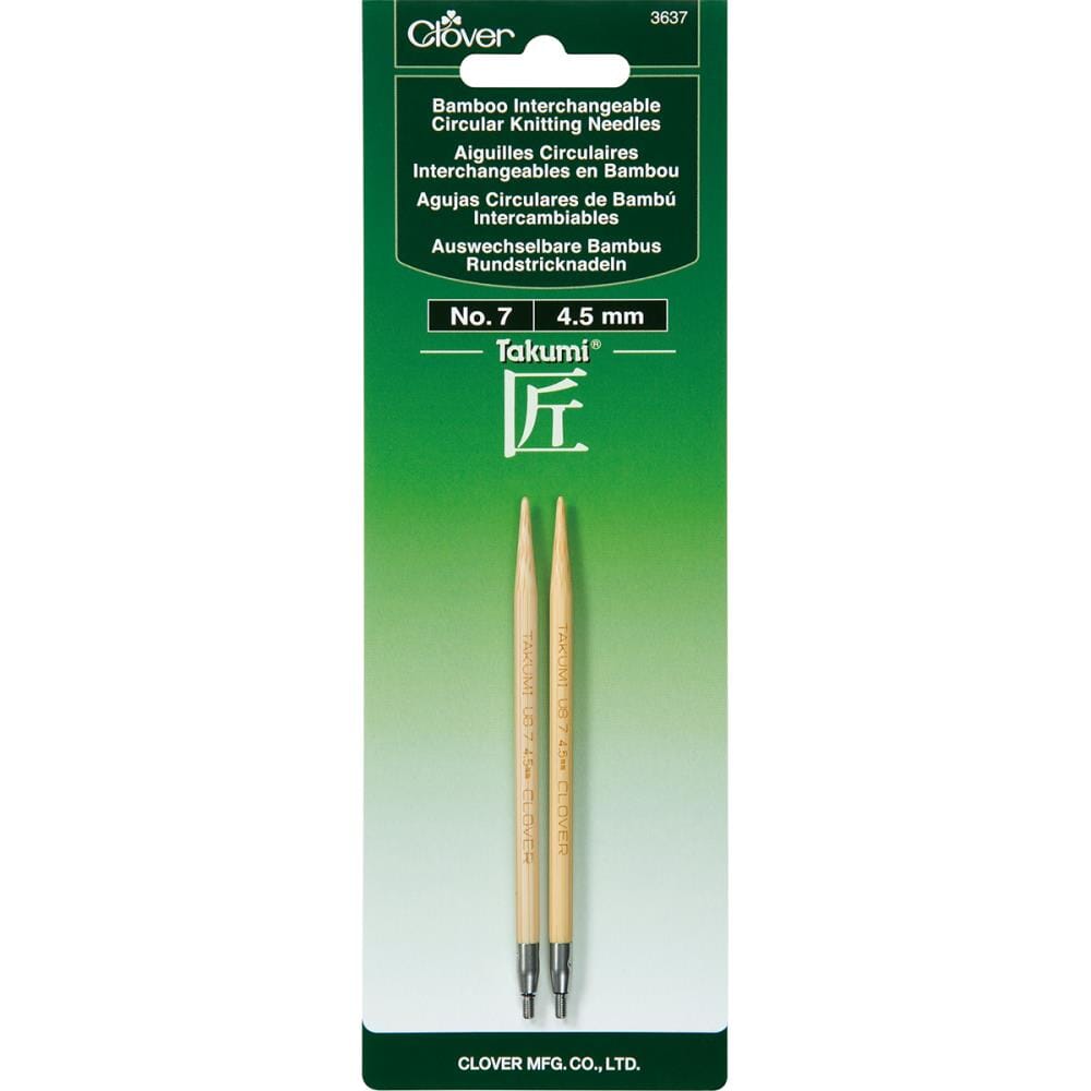 Clover Takumi 5" Interchangeable Bamboo Circular Knitting Needle Tips (Choose your Size)