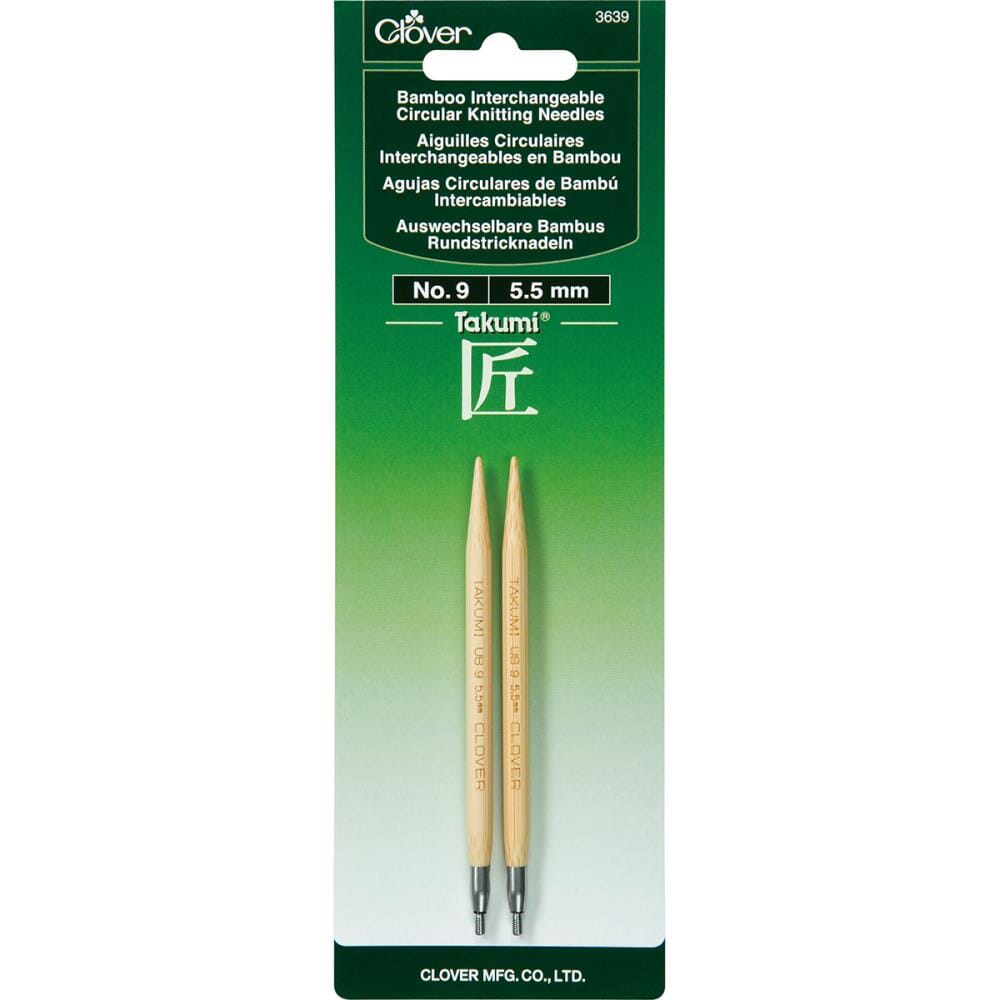 Clover Takumi 5" Interchangeable Bamboo Circular Knitting Needle Tips (Choose your Size)
