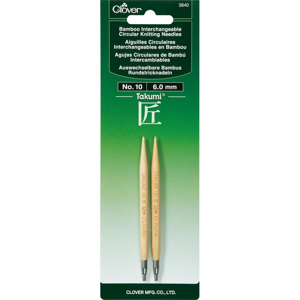 Clover Takumi 5" Interchangeable Bamboo Circular Knitting Needle Tips (Choose your Size)