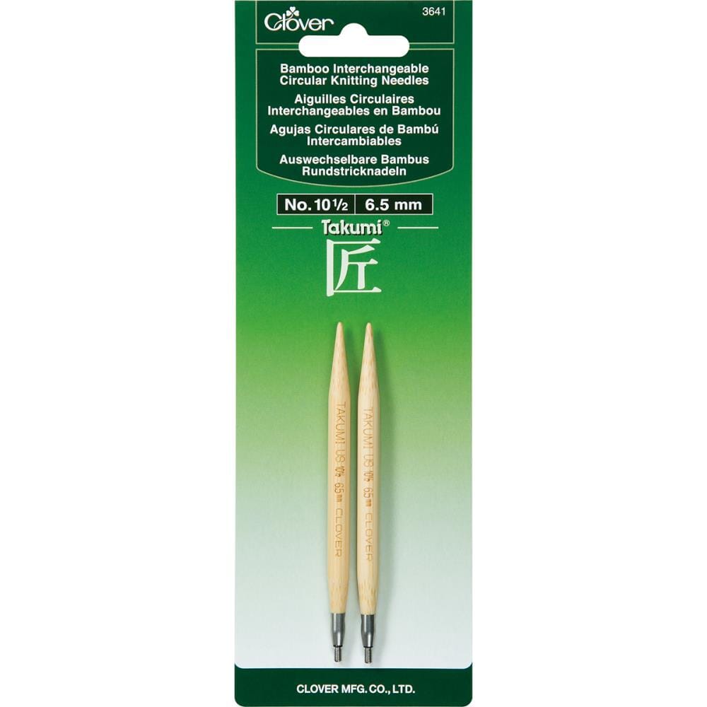 Clover Takumi 5" Interchangeable Bamboo Circular Knitting Needle Tips (Choose your Size)