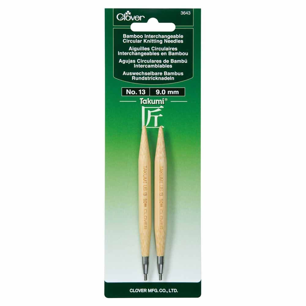 Clover Takumi 5" Interchangeable Bamboo Circular Knitting Needle Tips (Choose your Size)
