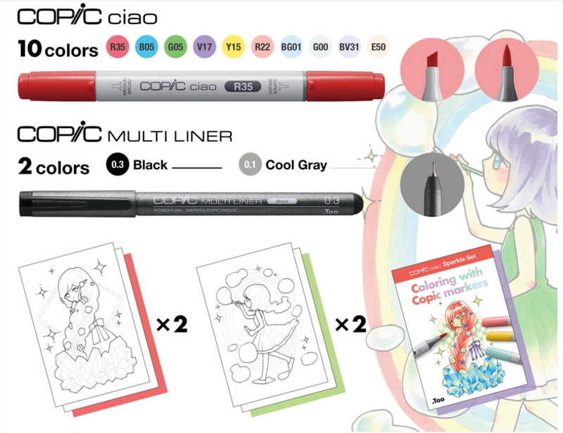 Copic Ciao Double-Tip Markers - Limited Edition Sparkle Set of 12