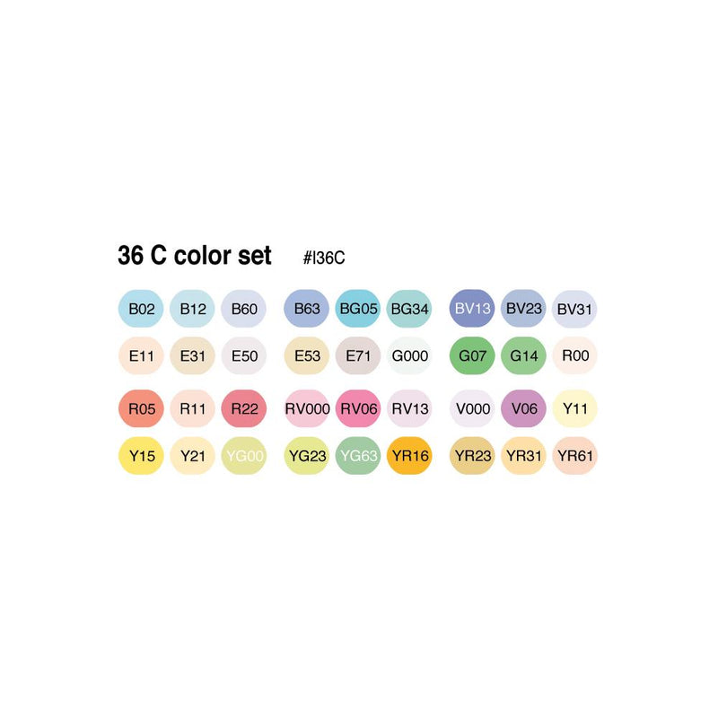 Copic Ciao Double-Tip Markers Set of 36 - Pack C