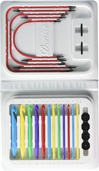 Denise Interchangeable Afghan/Tunisian Crochet Hook Set - Blue w Bright Hooks