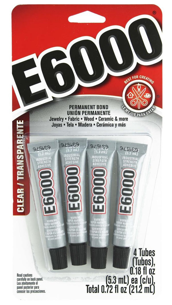 Eclectic E6000 Industrial Strength Adhesive Glue - 4 x 5.3ml Tubes