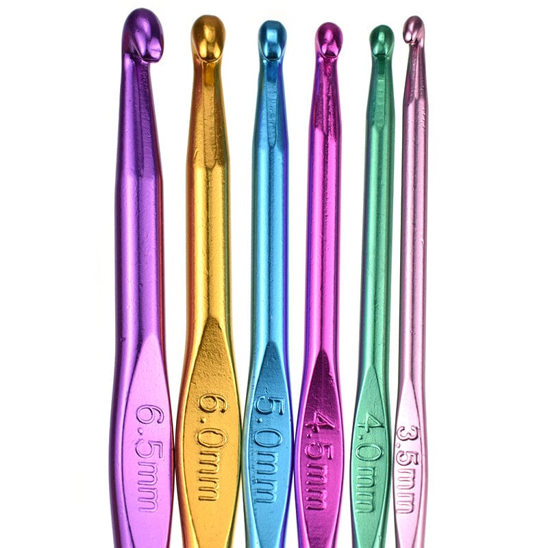Everyday Colourful Aluminium Crochet Hooks - Set of 6 (3.50mm - 6.50mm)