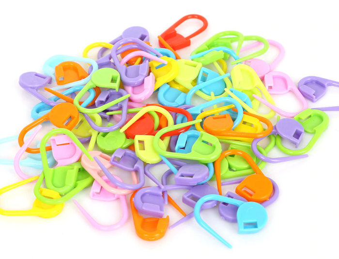 Everyday Colourful Plastic Locking Knitting Stitch Marker - Pack of 20