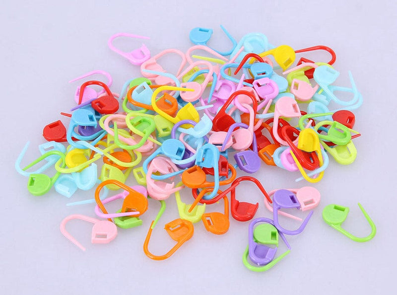 Everyday Colourful Plastic Locking Knitting Stitch Marker - Pack of 100