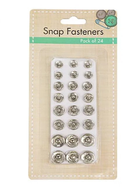 Everyday Silver Snap Fasteners - Various Sizes - 24 Pack