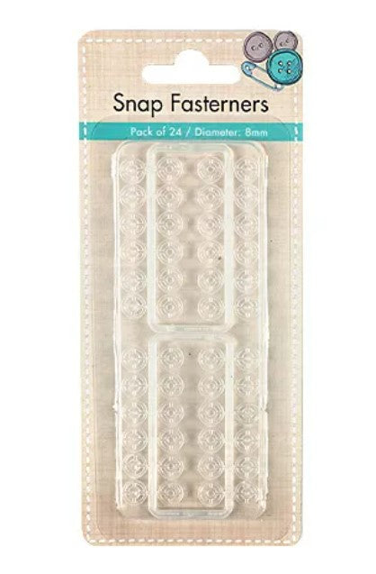 Everyday Clear Snap Fasteners - 8mm - 24 Pack
