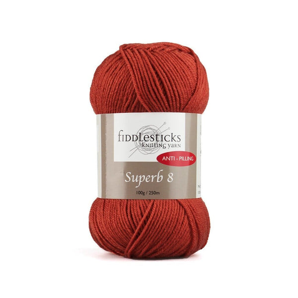 Fiddlesticks 100g "Superb 8" Acrylic 8-Ply Knitting Yarn - Shades #01 - #49