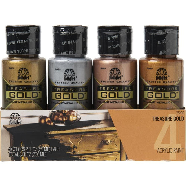 FolkArt "Treasure Gold" 59ml (2oz) Metallic Paint - Set of 4