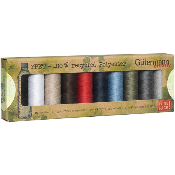 Gutermann rPET Recycled Polyester 100m Sewing Thread - Pack of 10