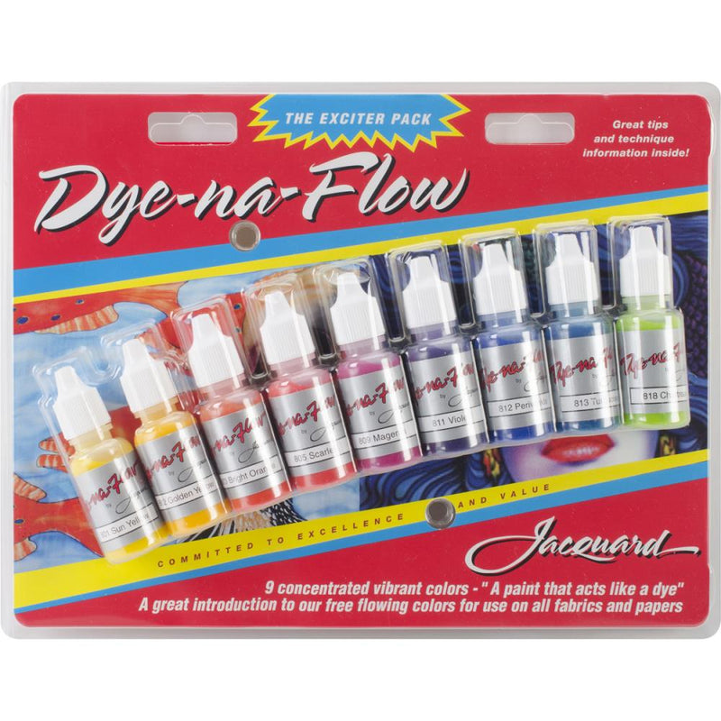 Jacquard Dye-Na-Flow Fabric Paint - Exciter Pack of 9