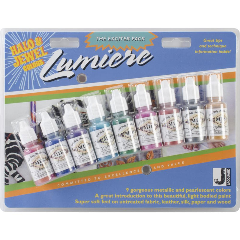 Jacquard Lumiere Metallic Craft Paint - Halo & Jewel Exciter Pack of 9